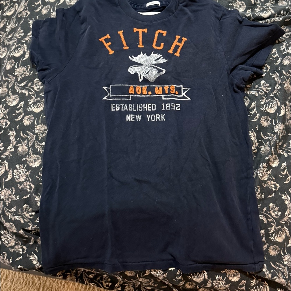 Abercrombie & Fitch Navy Blue Graphic T-Shirt Muscle Medium